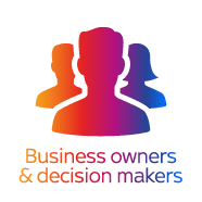Three head silhouettes for business owners and decision makers
