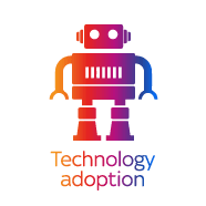 Little robot icon for technology adoption